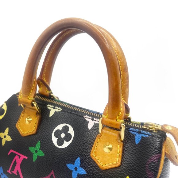 Authentic Louis Vuitton Multicolor Mini Speedy Monogram Nano Sac Bag HL Black - Picture 10 of 15